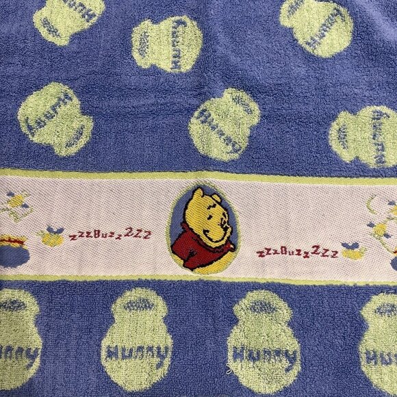 Vintage Disney Winnie the Pooh Bath Beach Towel 50x27” Blue Honey Pots & Bees - Picture 4 of 8